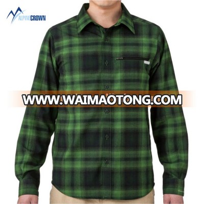 Promotional high quality Green plaids shirt man Long sleeve shirt