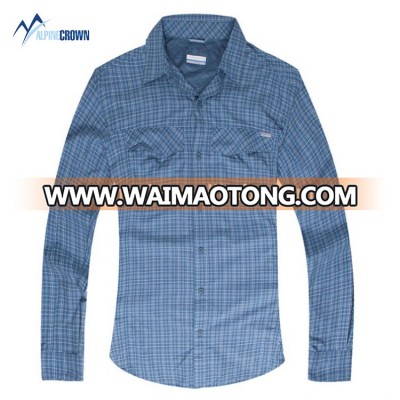 Guangzhou factory fashion custom your design high quality blue plaids casual shirts for men